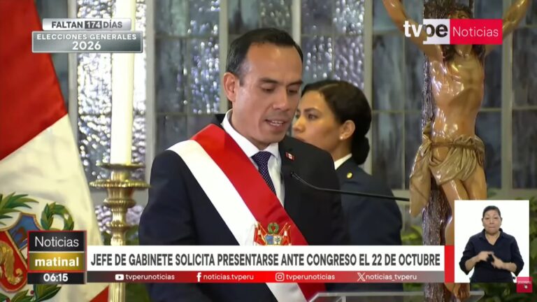 Premier Álvarez pide al Congreso presentarse el 22 de octubre para plantear cuestión de confianza